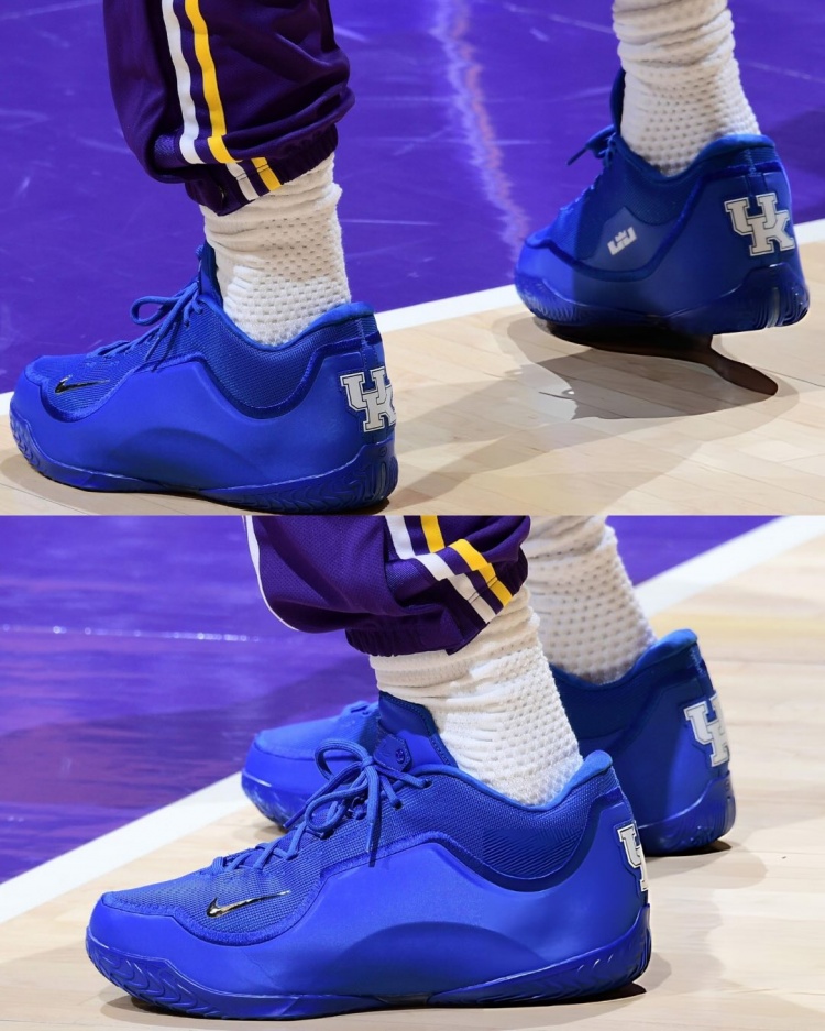 又一双大学PE!詹姆斯今日上脚肯塔基大学LeBron 23 PE